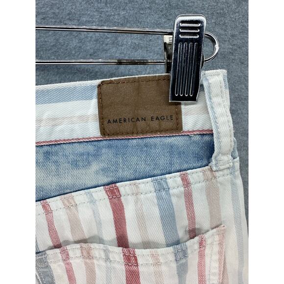 American Eagle Women’s sz 0 Red White & Blue American Flag Denim Cutoff Shorts - Picture 3 of 8